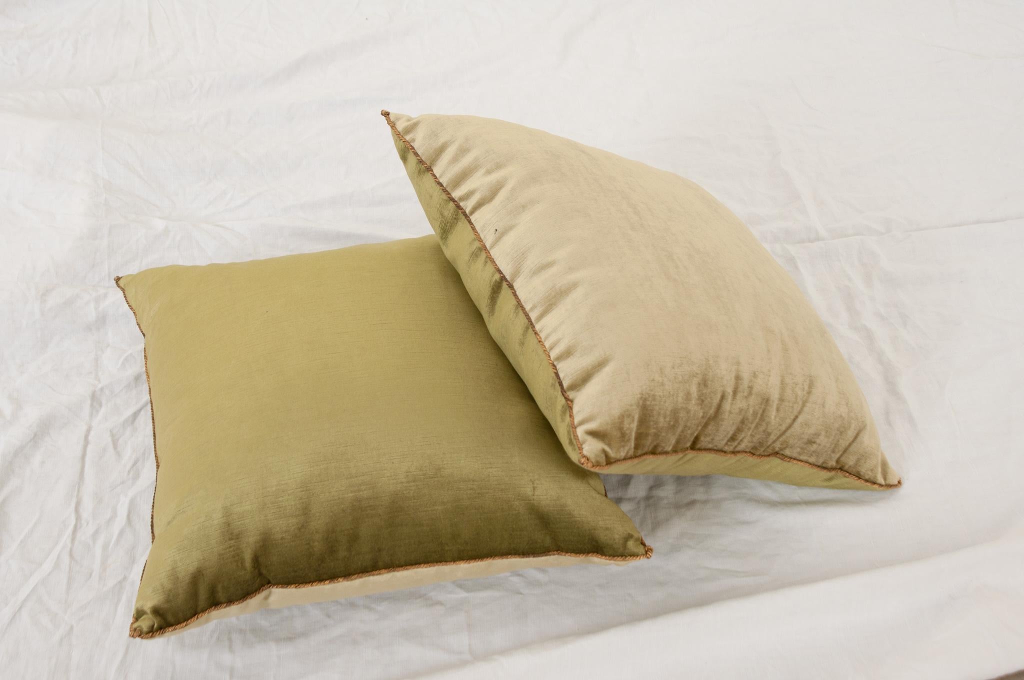 French Pair of Two Tone Velvet BVIZ Pillows For Sale