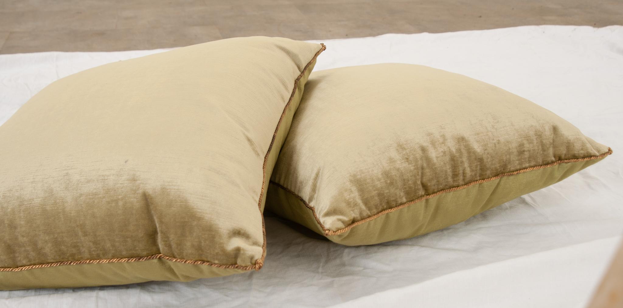 Pair of Two Tone Velvet BVIZ Pillows In Good Condition For Sale In Baton Rouge, LA