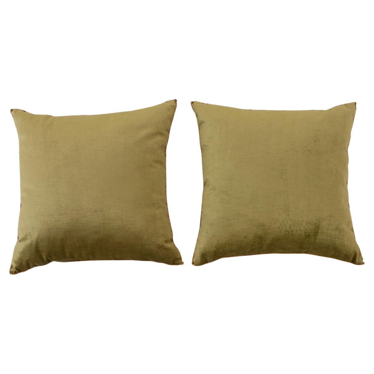 Pair of Two Tone Velvet BVIZ Pillows For Sale