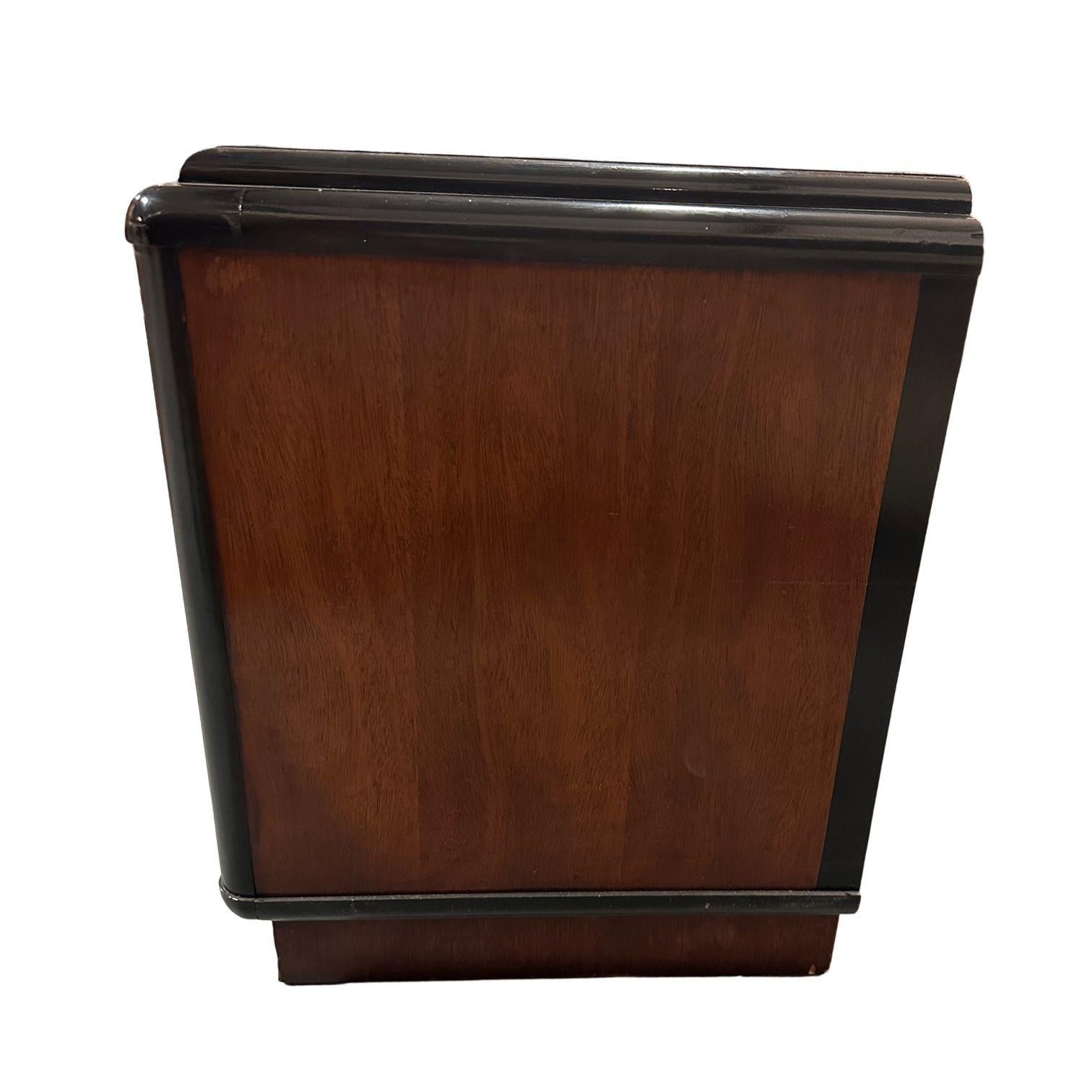 Pair of Two Toned Mid Century Modern Cherry Wood End Tables with Waterfall Edges For Sale 5