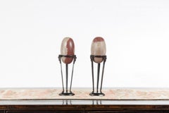 Pair of Two-Toned Stone Shiva Linga from the Narmada River on Custom Stands
