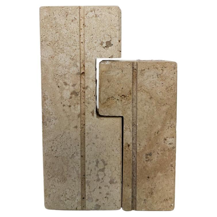 Pair of Two Travertine Candlesticks by Fratelli Mannelli, 1970s For Sale