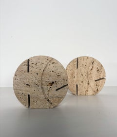 Pareja de dos candelabros Piscis de travertino de Fratelli Mannelli, años 70