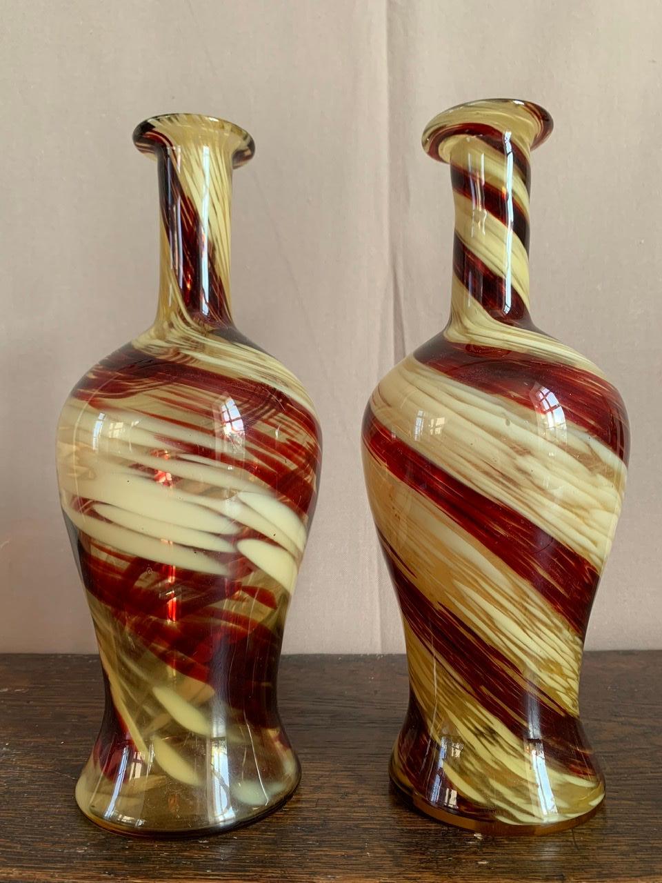 Italian Pair of Two Vases in the Murano Style
