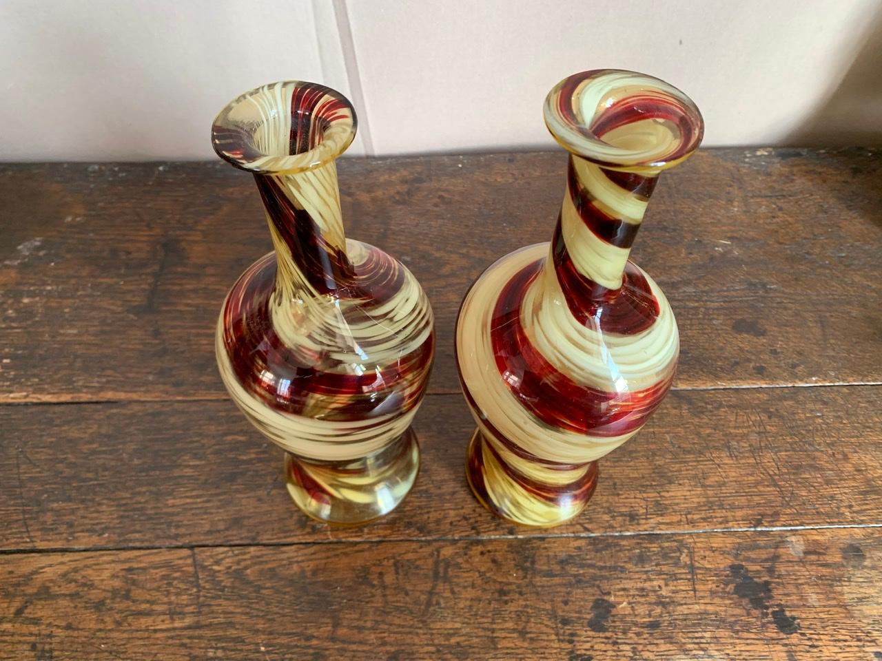 20th Century Pair of Two Vases in the Murano Style