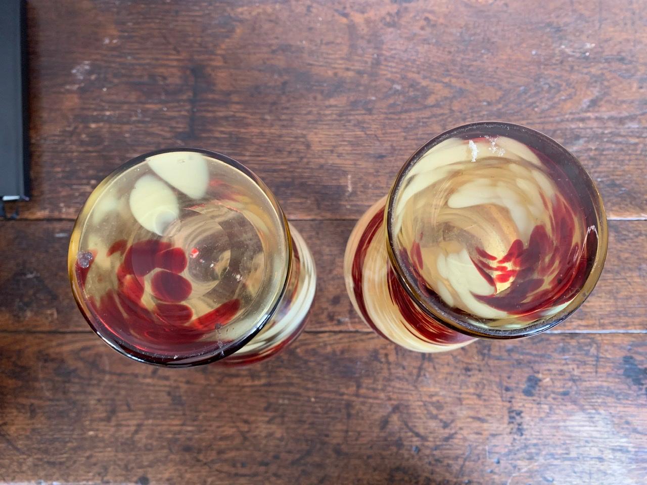 Glass Pair of Two Vases in the Murano Style