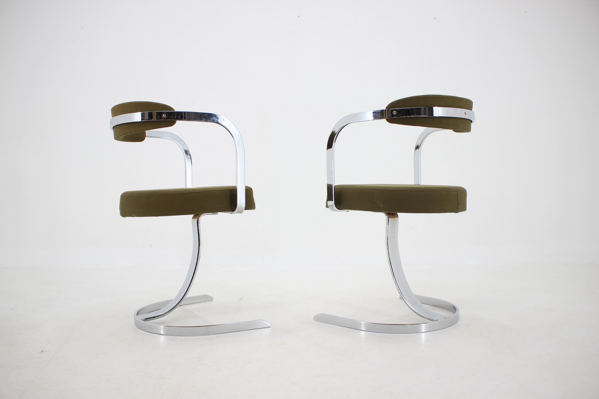 Chrome Pair of Two Very Special French Mid Century Space Age Dining Chairs, 1960s For Sale
