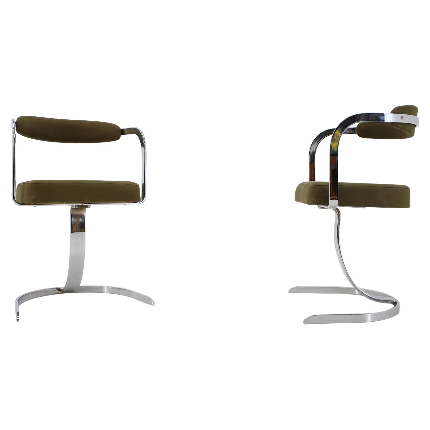 Pair of Two Very Special French Mid Century Space Age Dining Chairs, 1960s