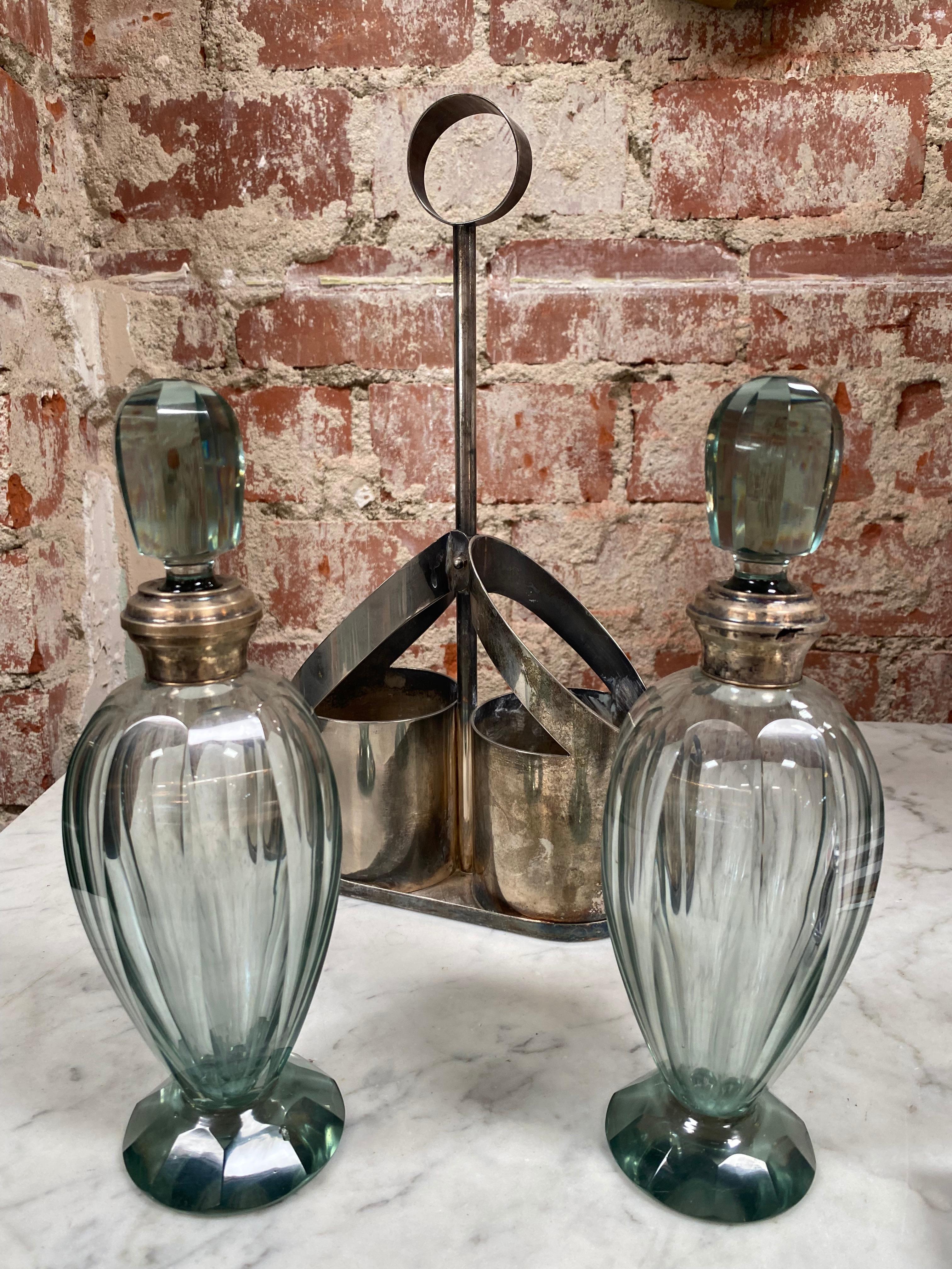 Mid-Century Modern Pair of Two Vintage Bottle, Italy, 1950s For Sale