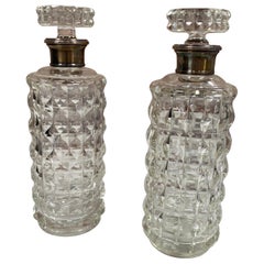 Pair of Two Vintage Glass Bottle, Italy, 1950