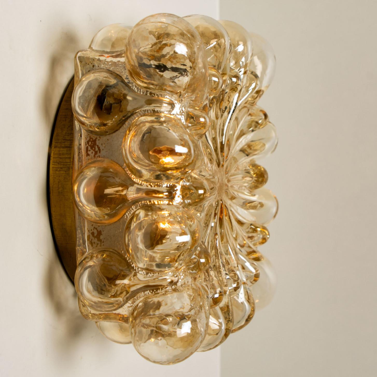 Mid-Century Modern Pair of Tynell Square Amber Bubble Flush Mount/Wall Sconces, 1960s For Sale