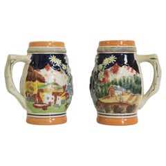 Pareja de tazas de porcelana tirolesa - Años 80