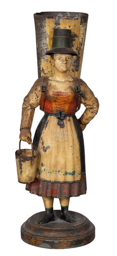 Pair of Tyrolean Tole Figural Vases