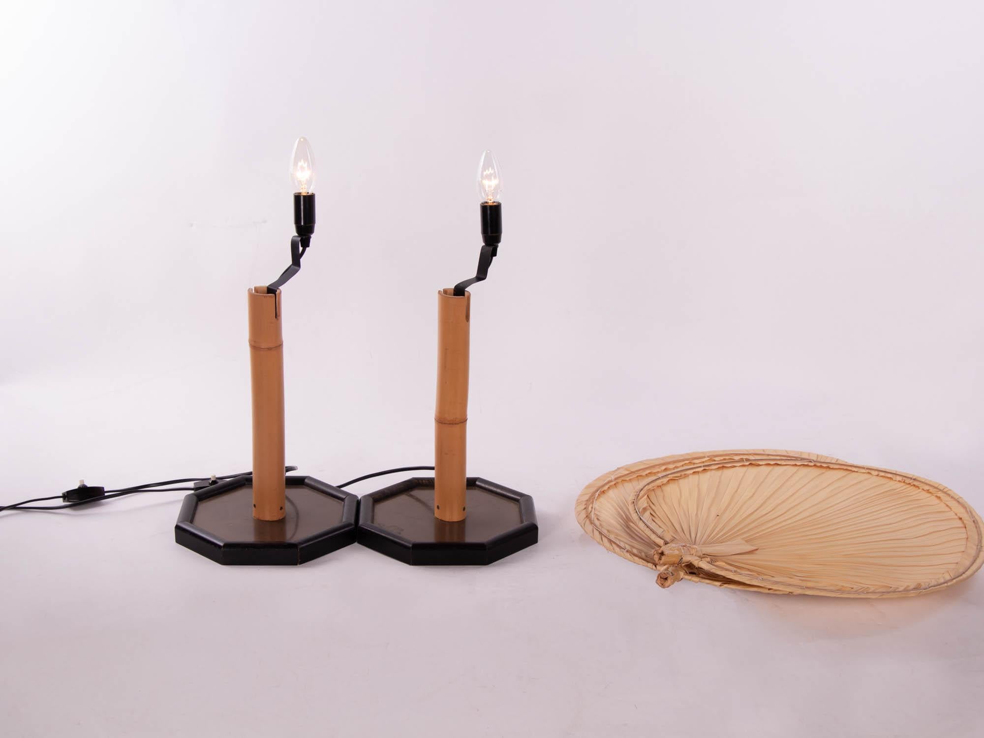 Pair of Uchiwa Fan Table Lights by Ingo Maurer Design M, Germany, 1970s 1