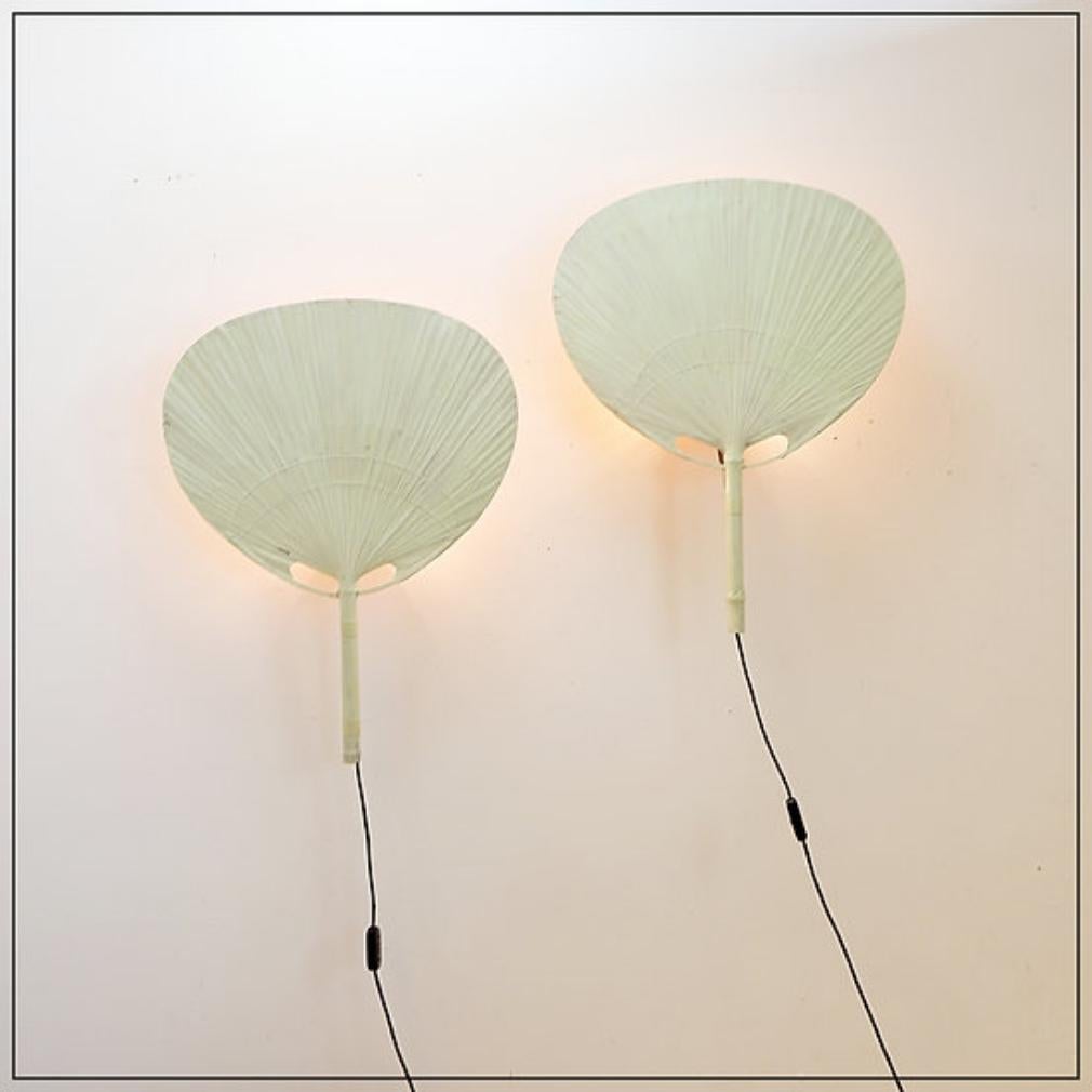 XX secolo Coppia di lampade da parete Uchiwa III di Ingo Maurer per M Design, anni '70 in vendita
