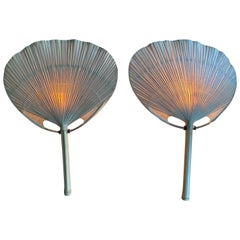 Pair of Uchiwa V Fan Wall Lights by Ingo Maurer, circa 1970s