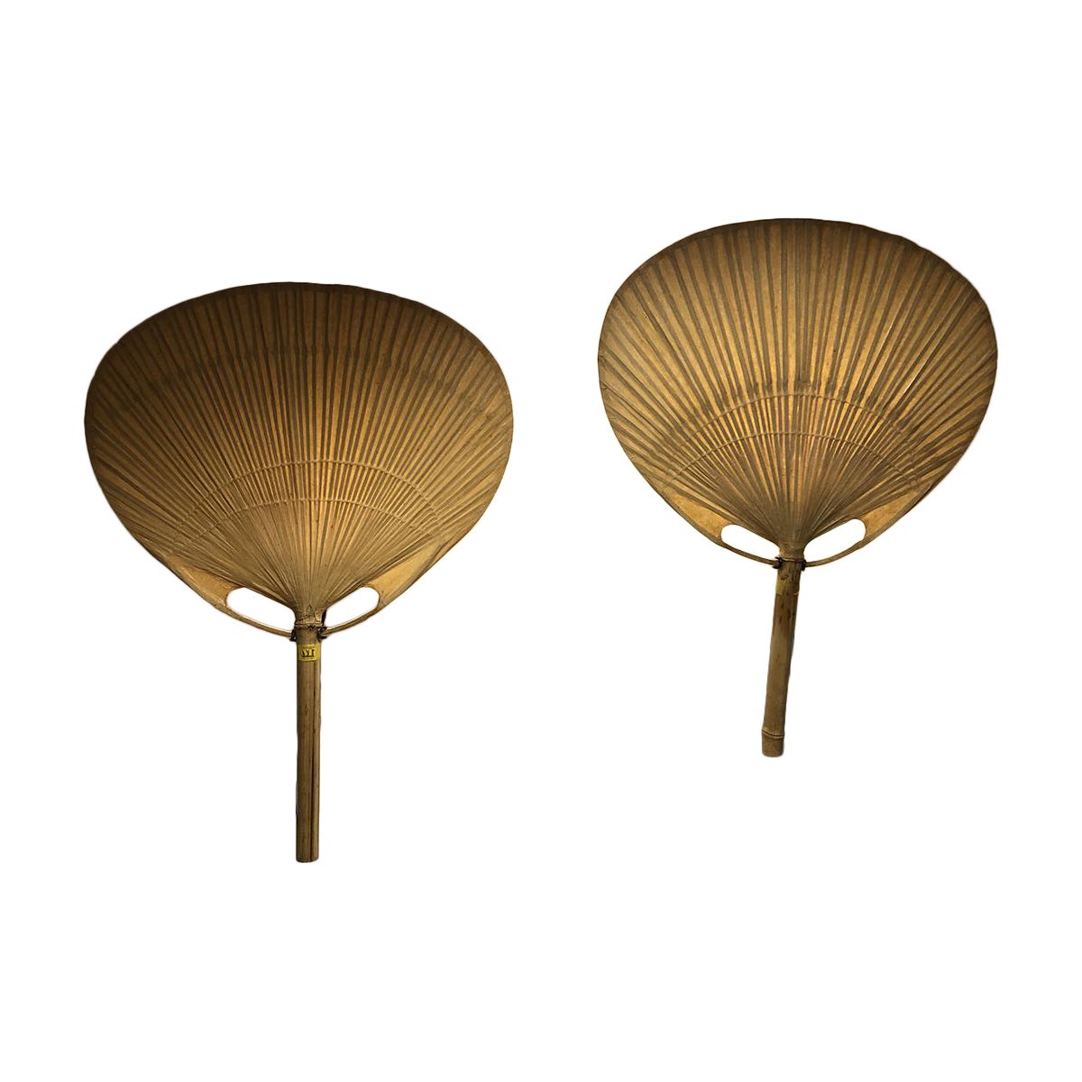 Pair of Uchiwa wall lamps by Ingo Maurer, Design M Production, Germany 1970s