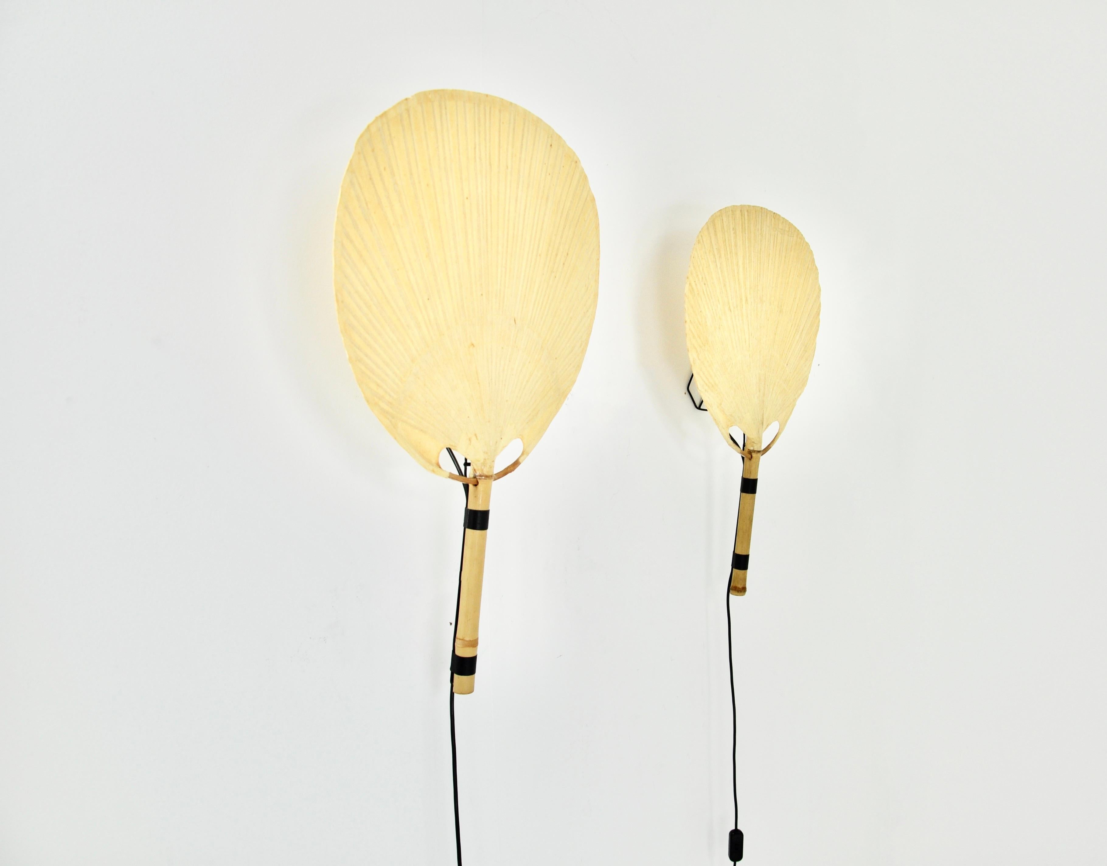 German Pair of Uchiwa Wall Lamps by Ingo Maurer for M Design, 1970s