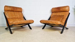 Pair of Ueli Berger for De Sede Sculptural Leather Easy Chairs, Switzerland, 70s