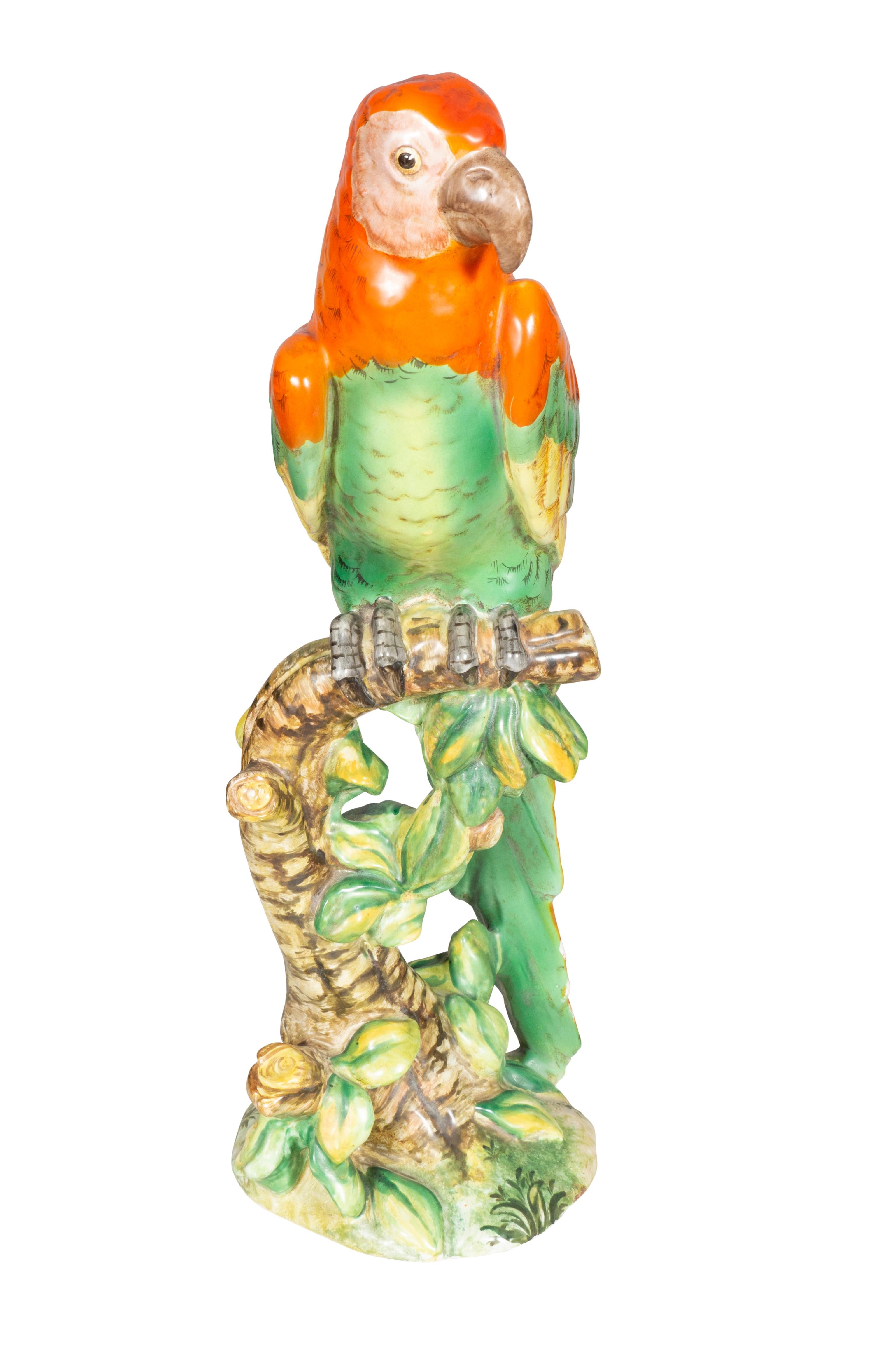 Pair of Ugo Zaccagnini Ceramic Parrots Retailed by Ovington, New York 2