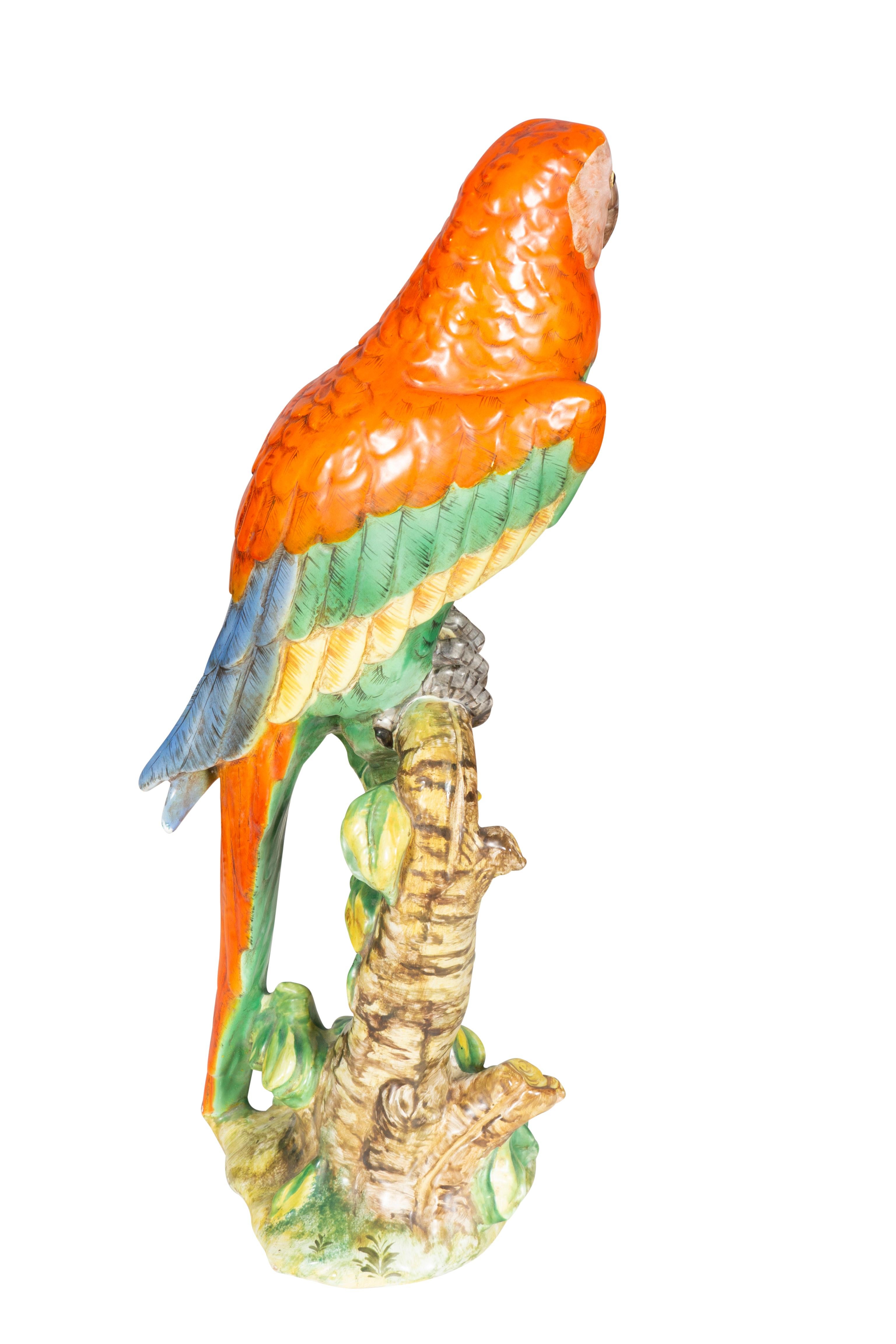 Pair of Ugo Zaccagnini Ceramic Parrots Retailed by Ovington, New York 3