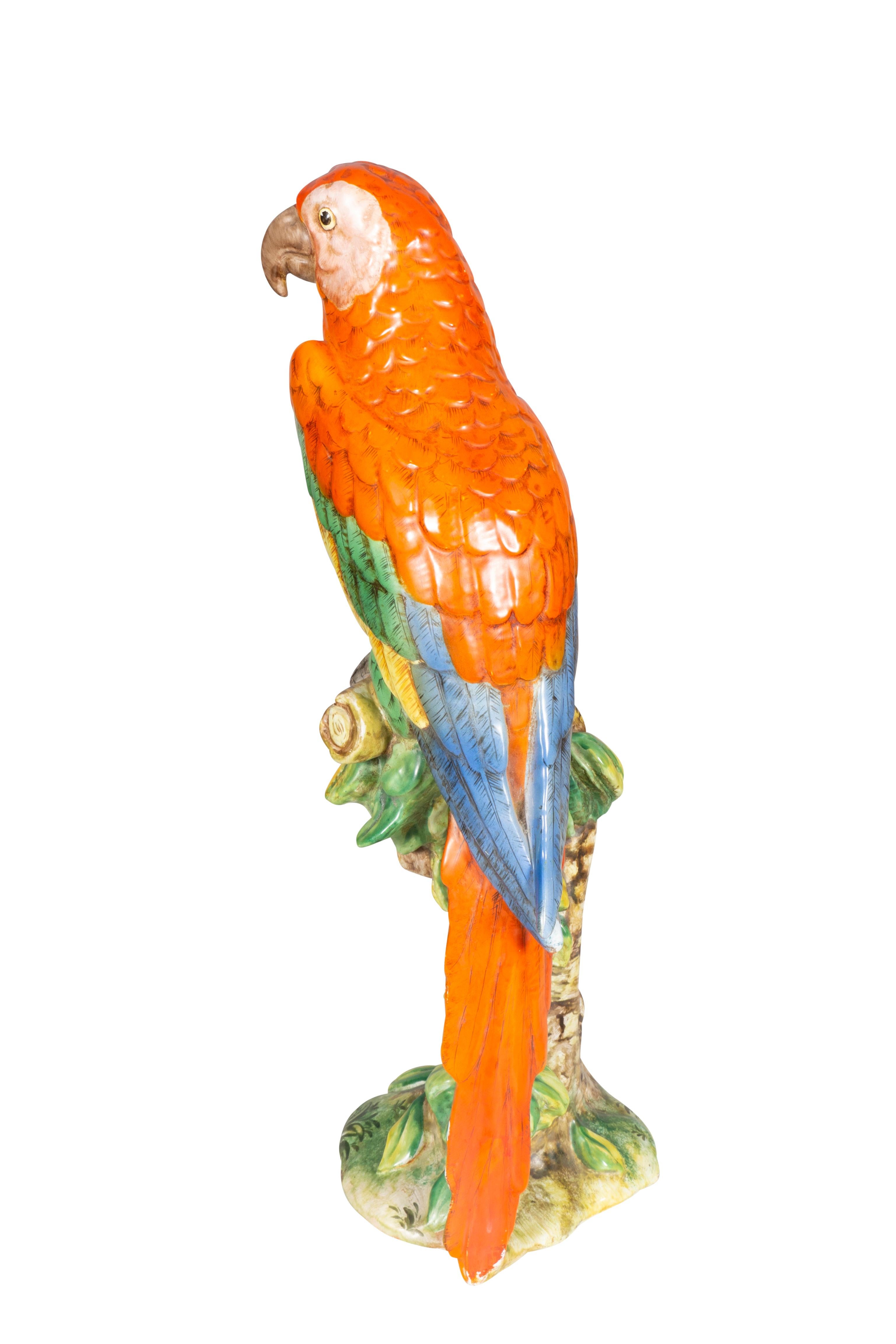 Pair of Ugo Zaccagnini Ceramic Parrots Retailed by Ovington, New York 4
