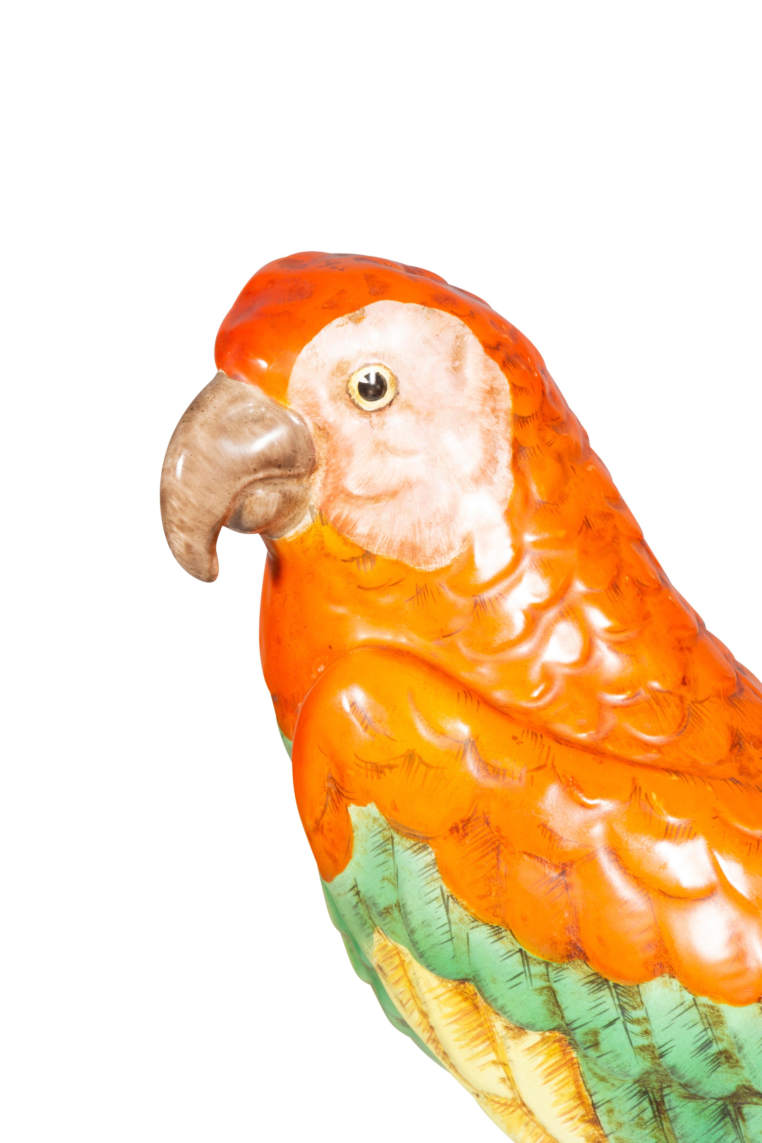Pair of Ugo Zaccagnini Ceramic Parrots Retailed by Ovington, New York 5
