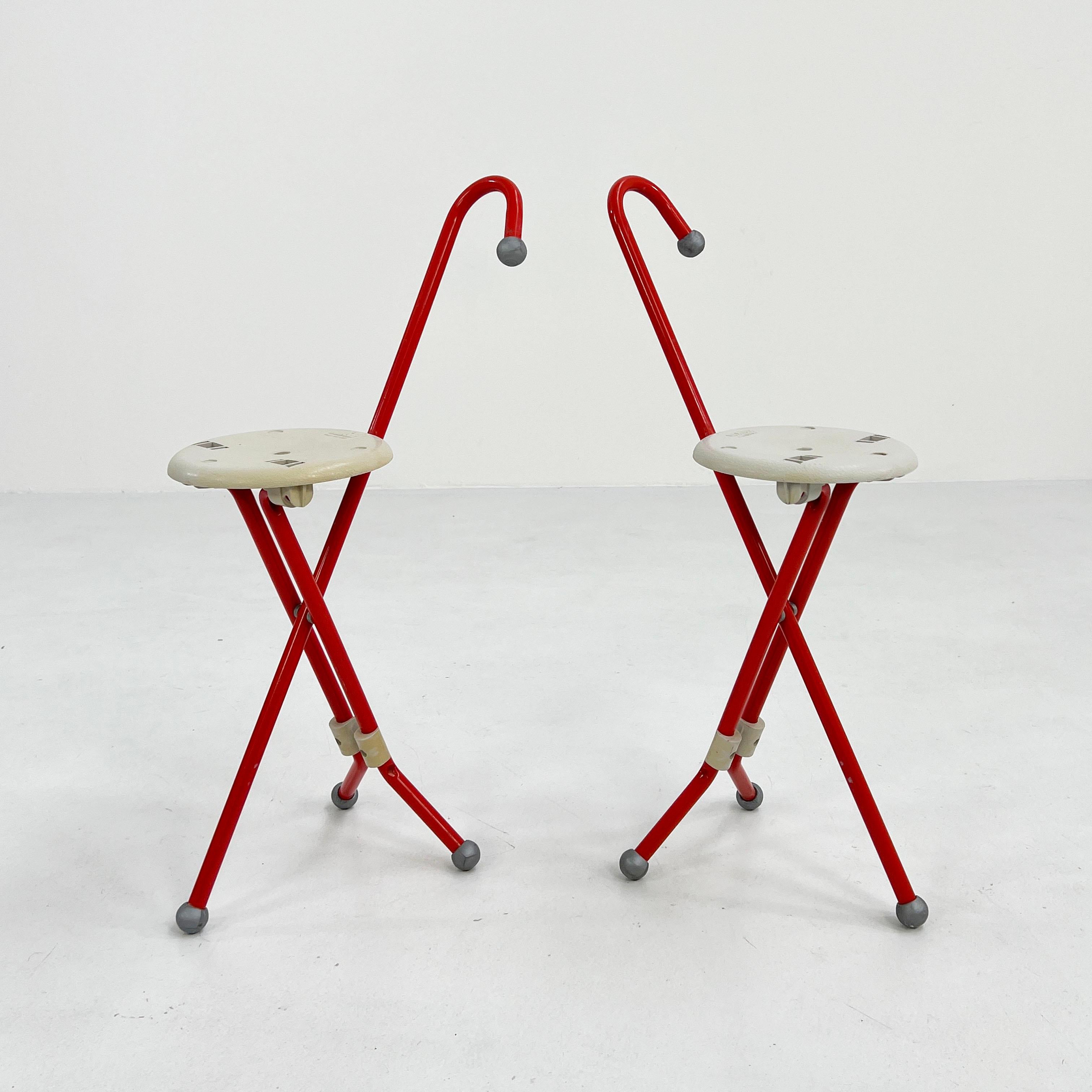 Pair of Ulisse Folding Stools by Ivan Loss for Sandrigarden, 1980s In Good Condition In Ixelles, Bruxelles