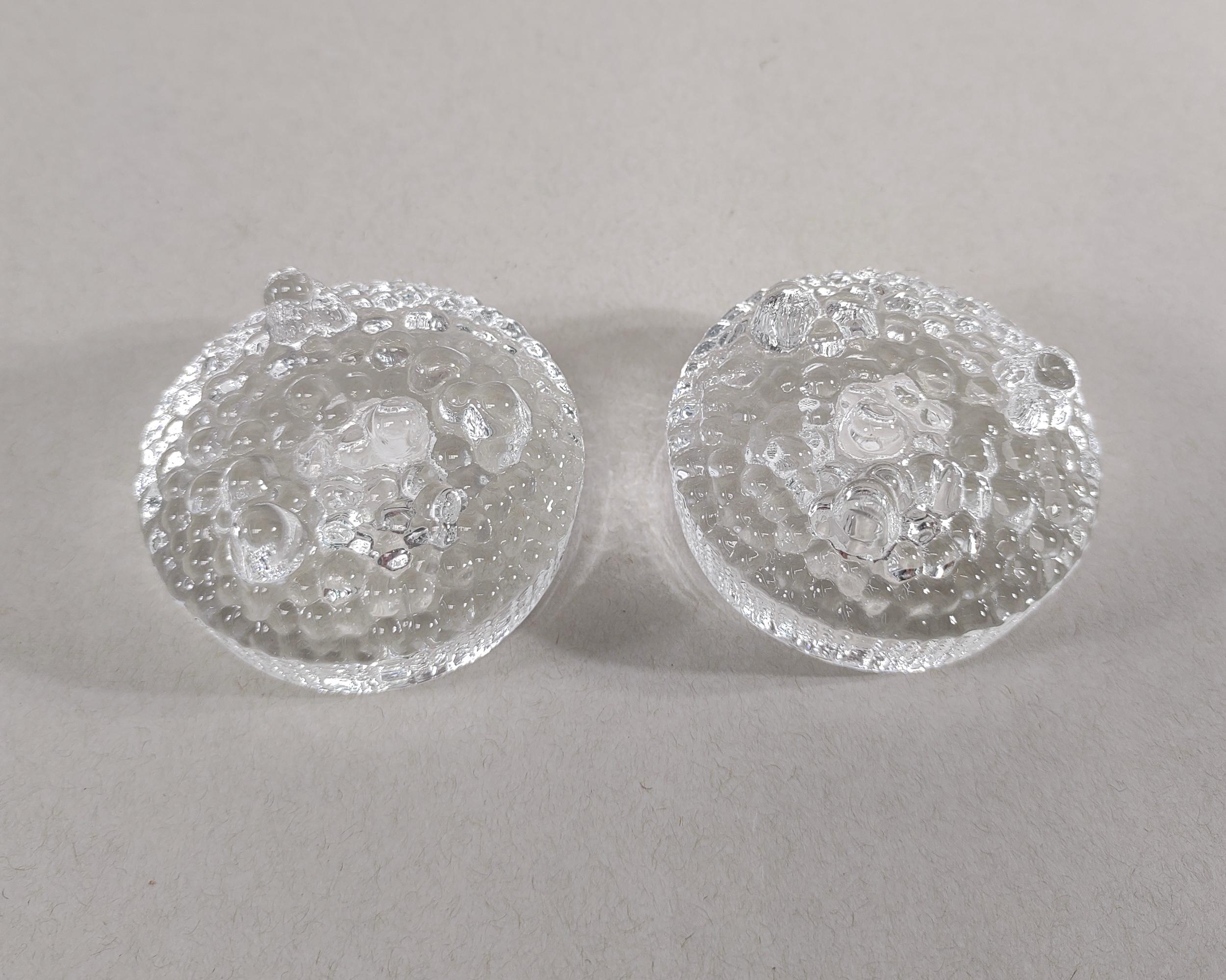 Mid-Century Modern Pair of 'Ultima Thule' Glass Candle Holders by Tapio Wirkkala For Sale