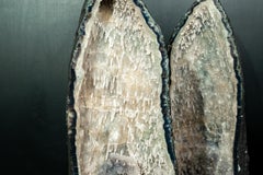 Paar ultra-seltene zuckerüberzogene Stalaktiten-Amethyst-Geoden