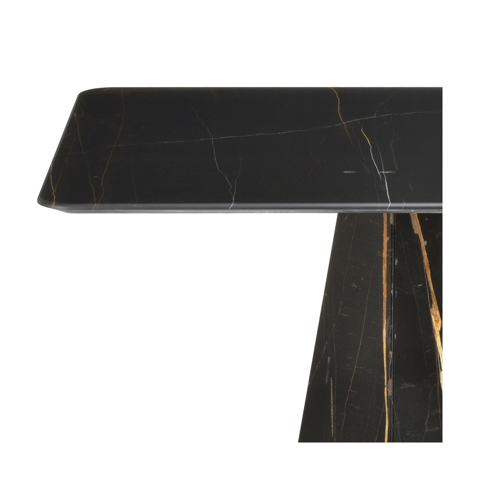 Portuguese Pair of Ultra Thin Black Sahara Marble Square Sidetables For Sale
