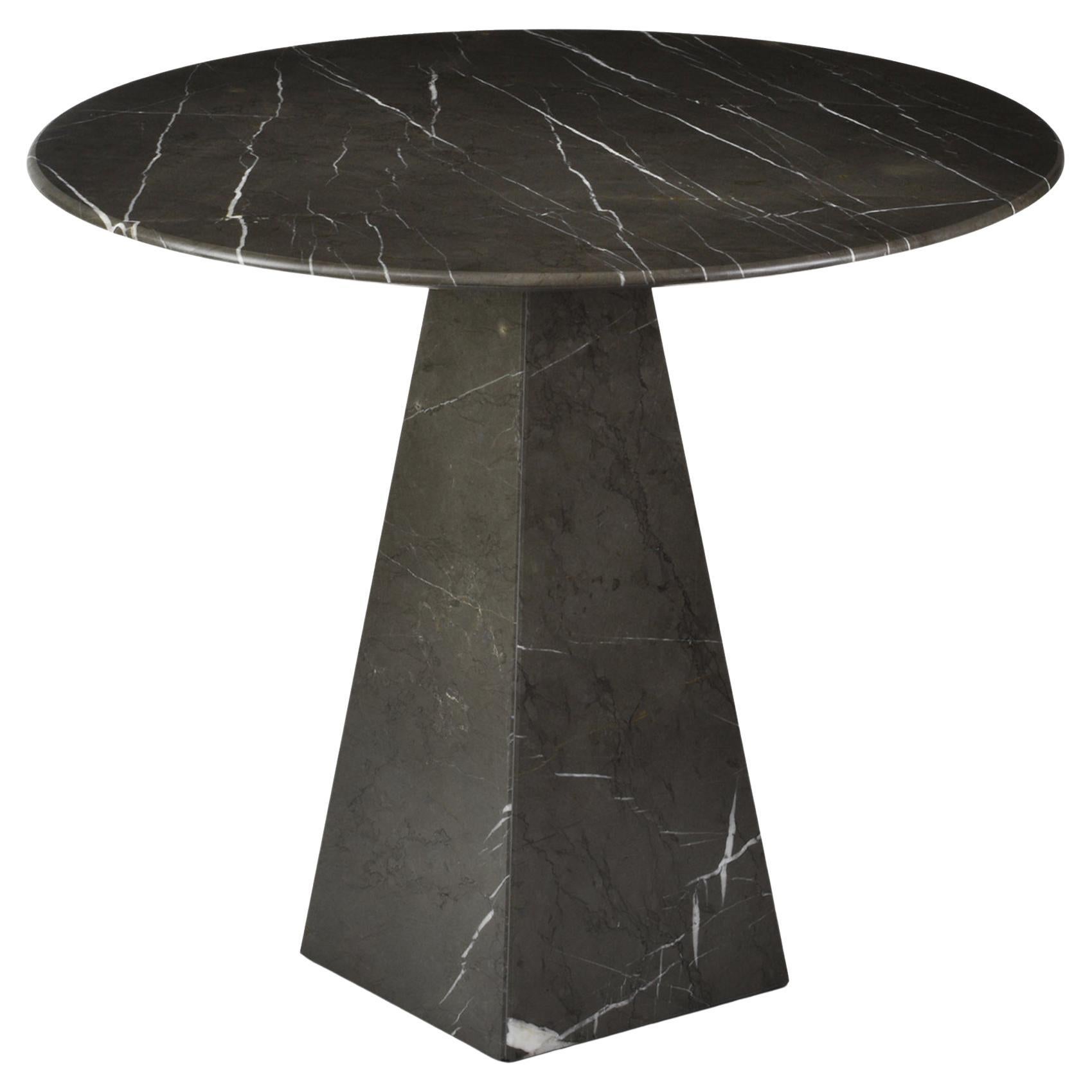 Pair of Ultra Thin Graphite Marble Round Sidetables For Sale