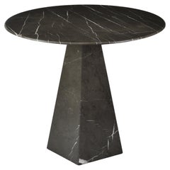Pair of Ultra Thin Graphite Marble Round Sidetables