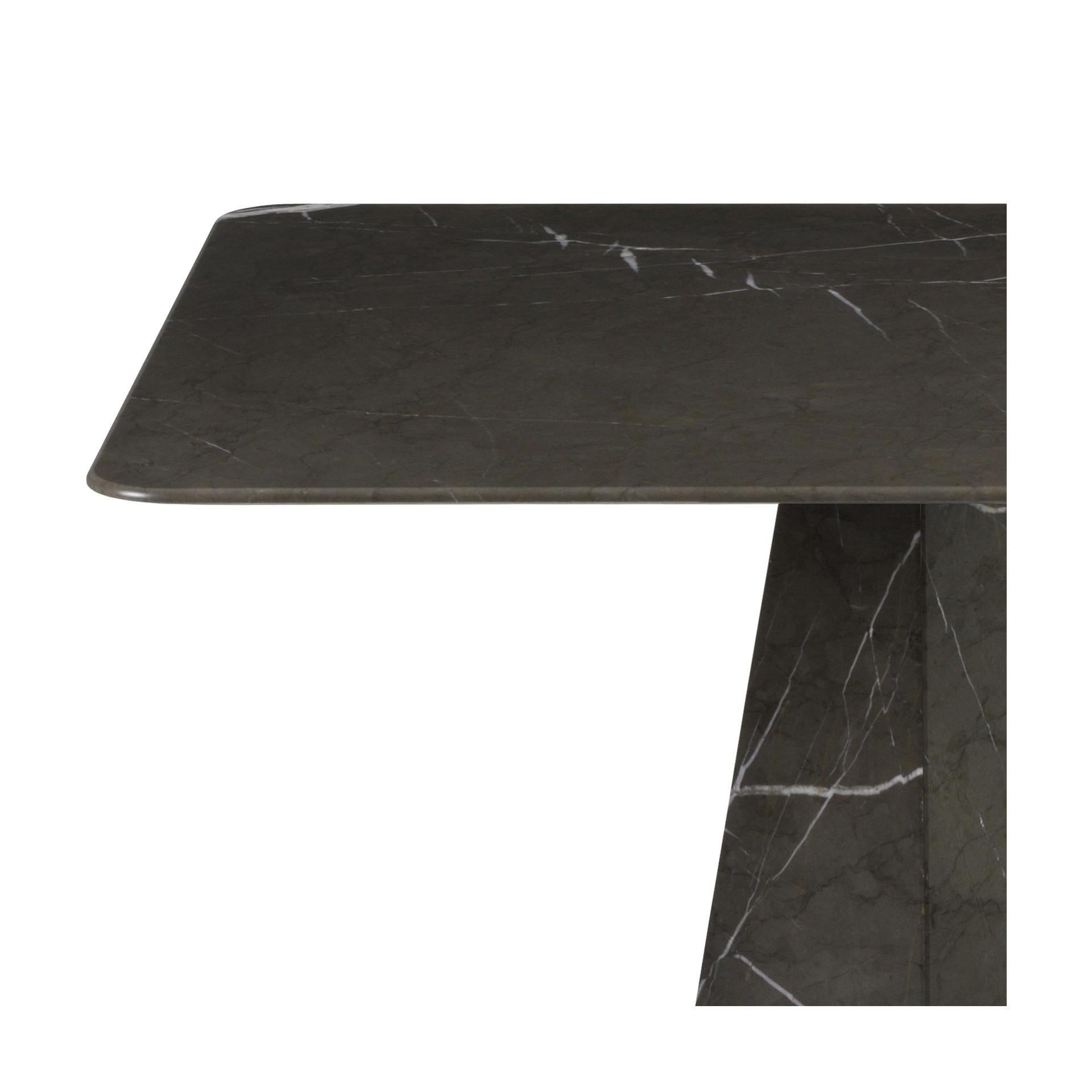 Portuguese Pair of Ultra Thin Graphite Marble Square Sidetables For Sale