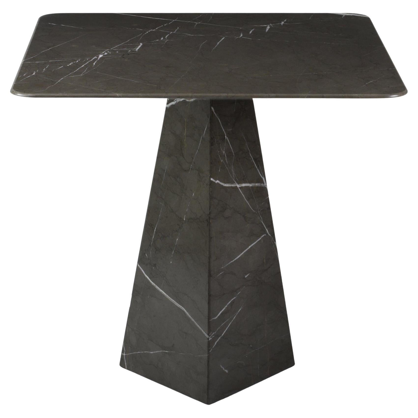 Pair of Ultra Thin Graphite Marble Square Sidetables For Sale