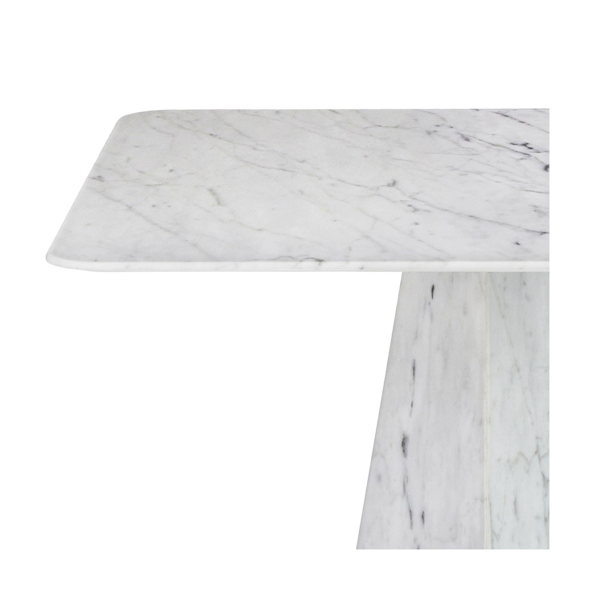 Portuguese Pair of Ultra Thin White Carrara Marble Square Sidetables For Sale