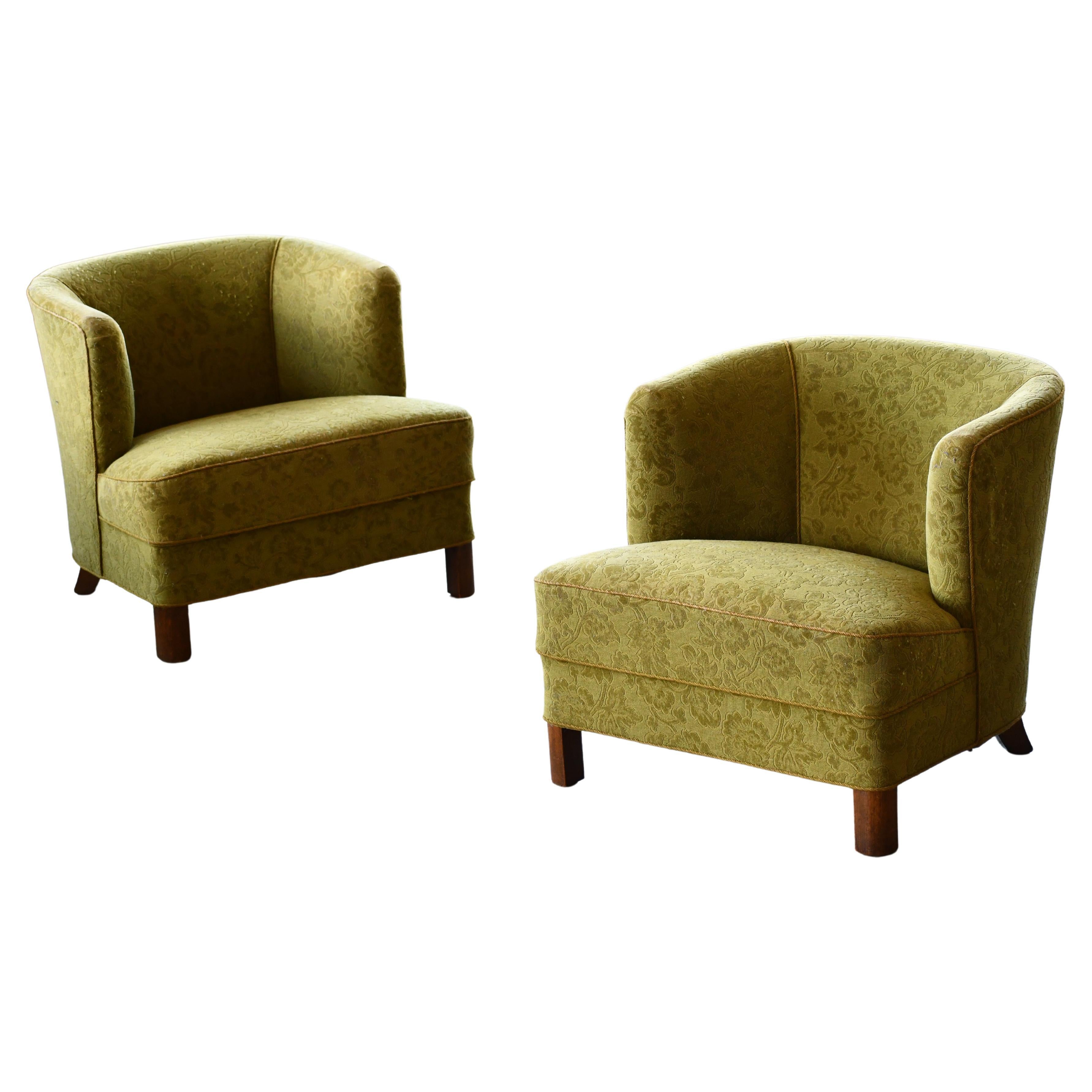 Pair of Ultracool Late Art Deco or Early Midcentury Danish Lounge Chairs 1940's