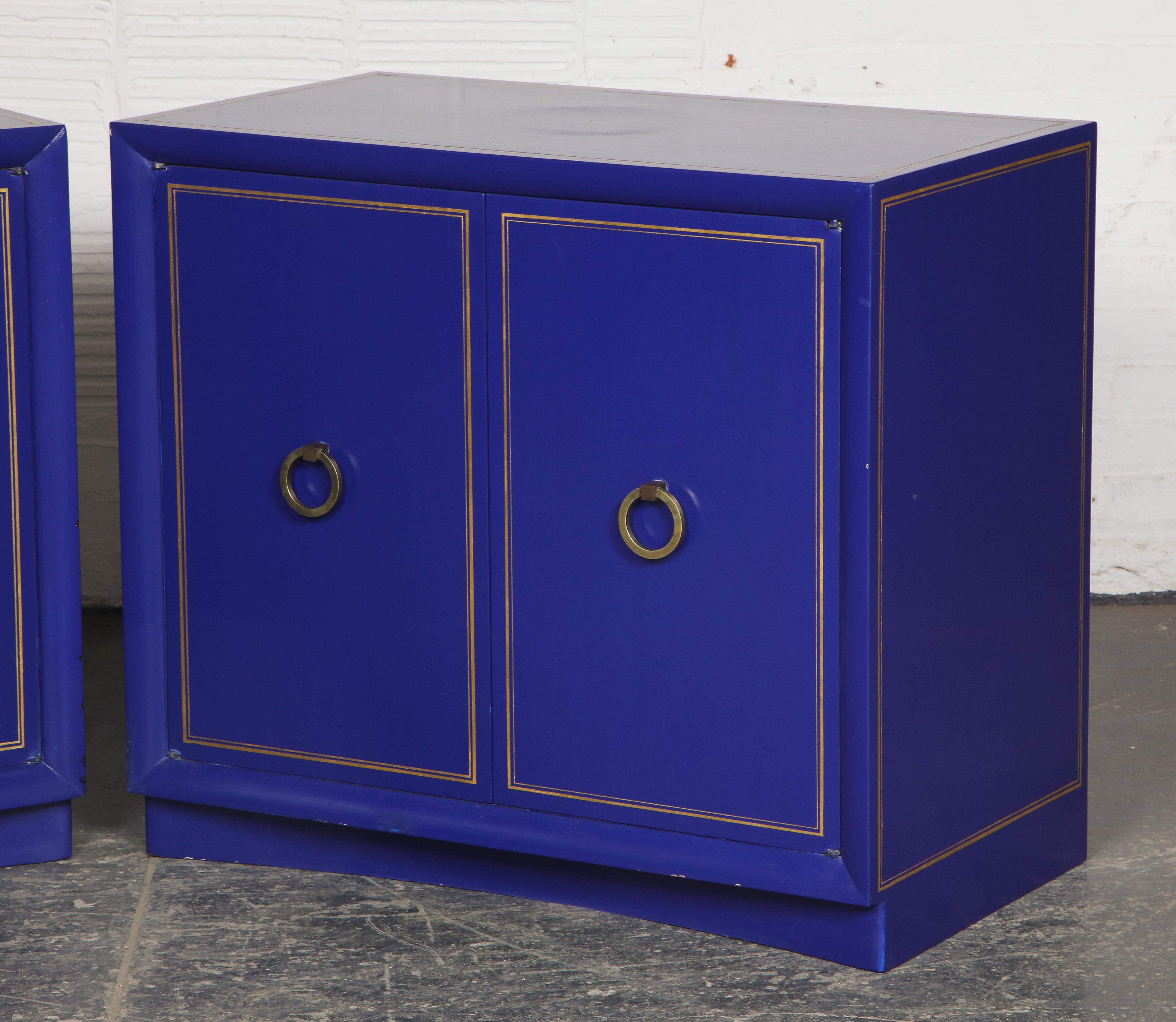 Pair of Ultramarine Blue and Gilt Side Cabinets 4