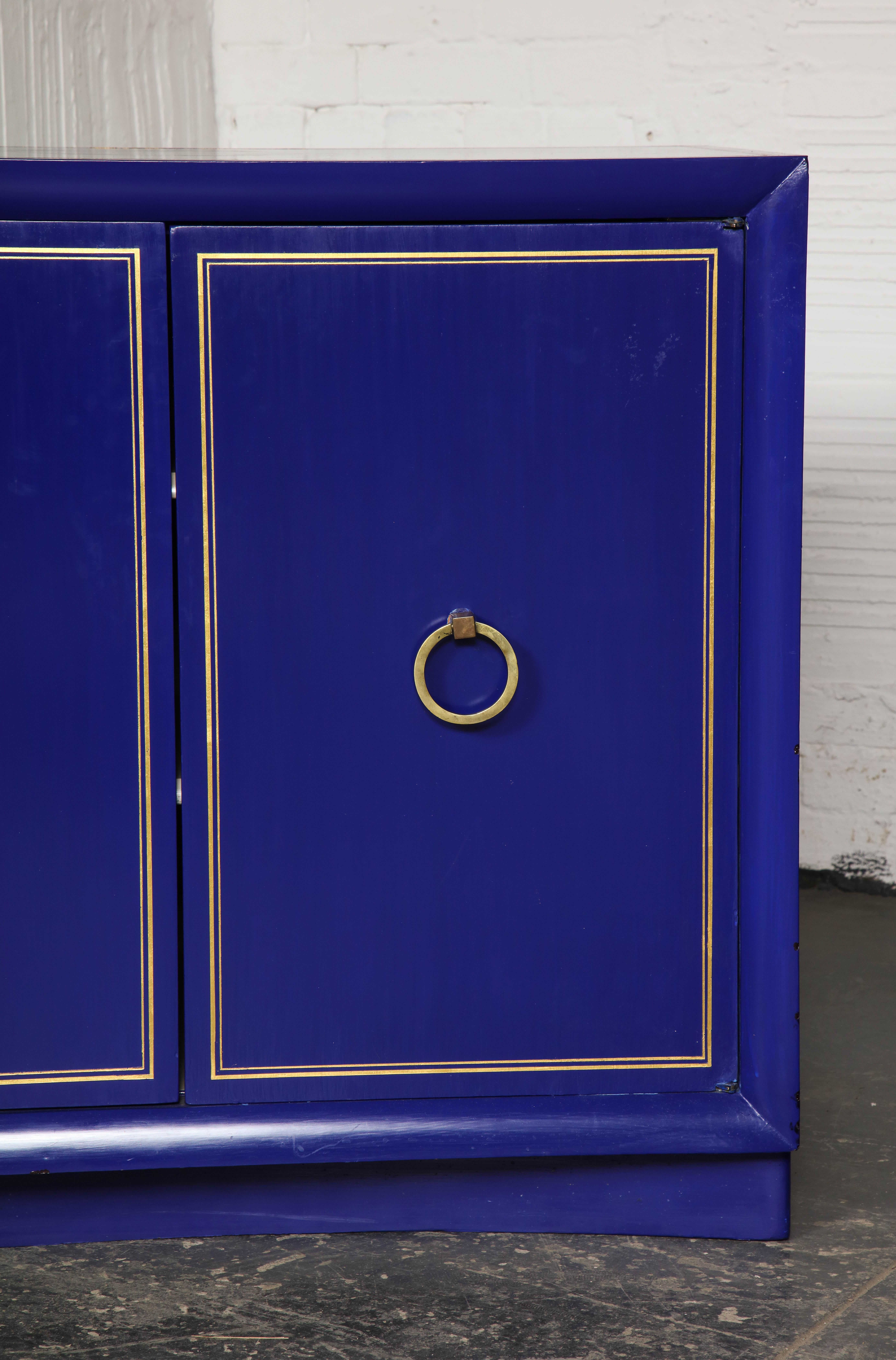 Pair of Ultramarine Blue and Gilt Side Cabinets 8