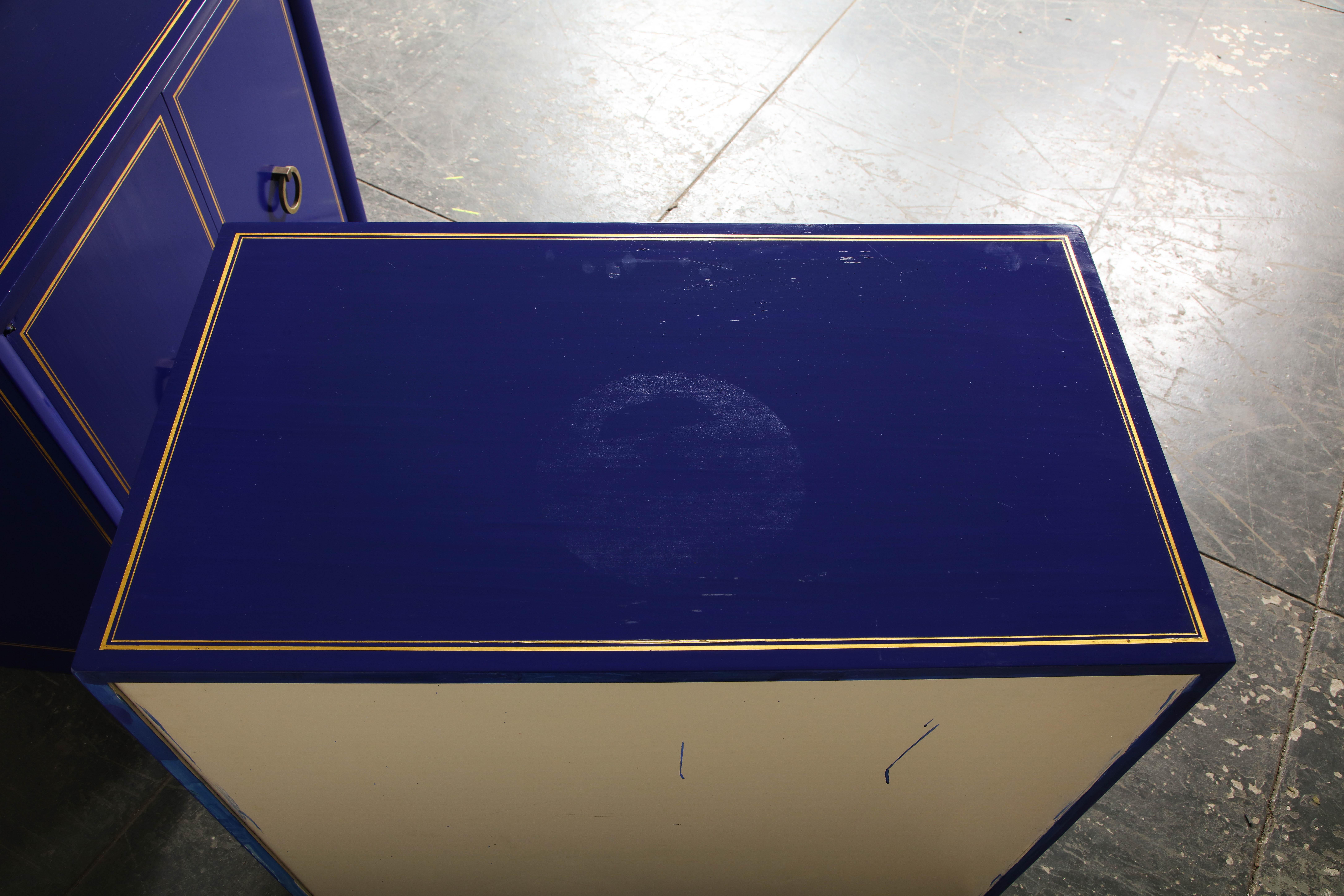 Pair of Ultramarine Blue and Gilt Side Cabinets 9