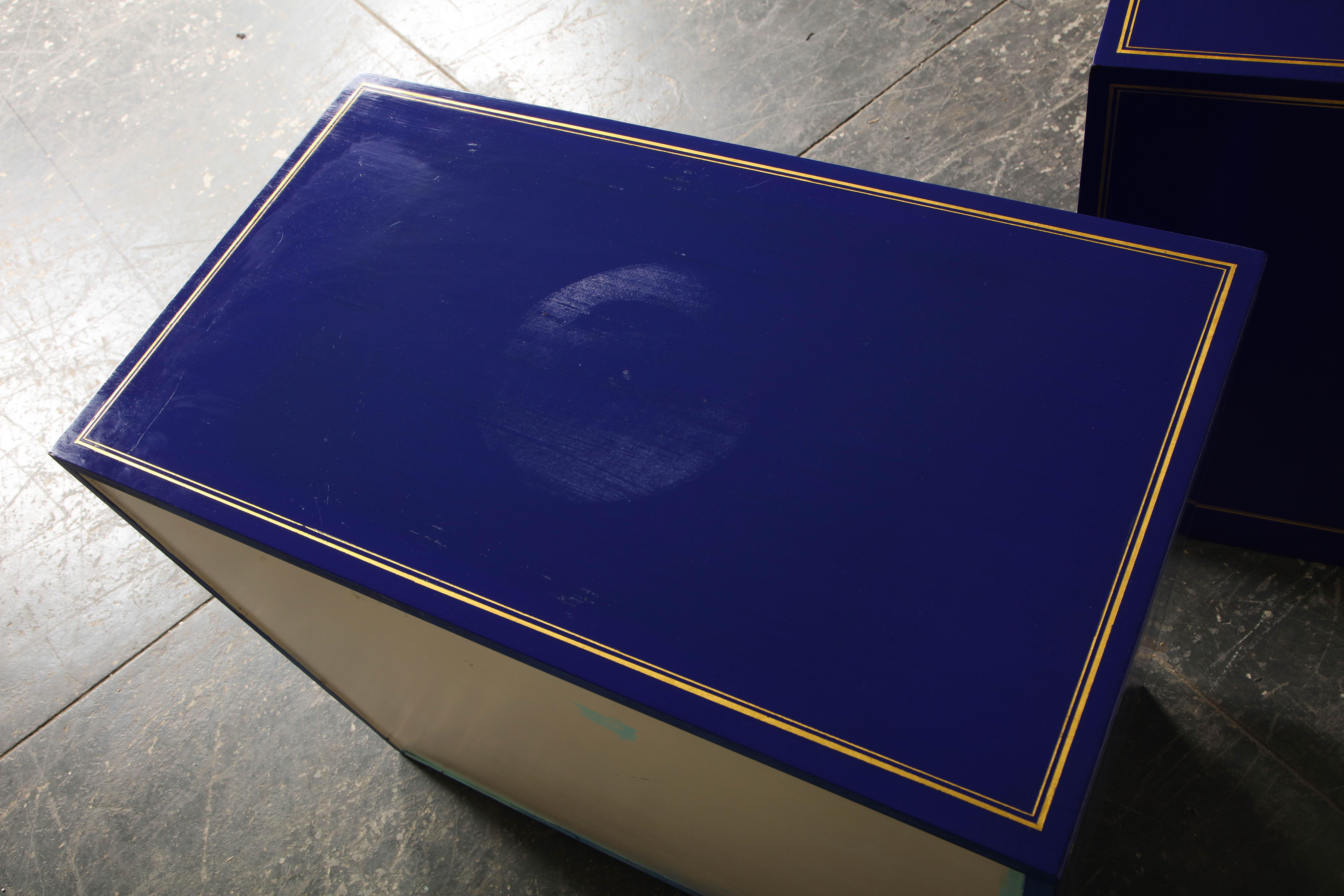 Pair of Ultramarine Blue and Gilt Side Cabinets 10