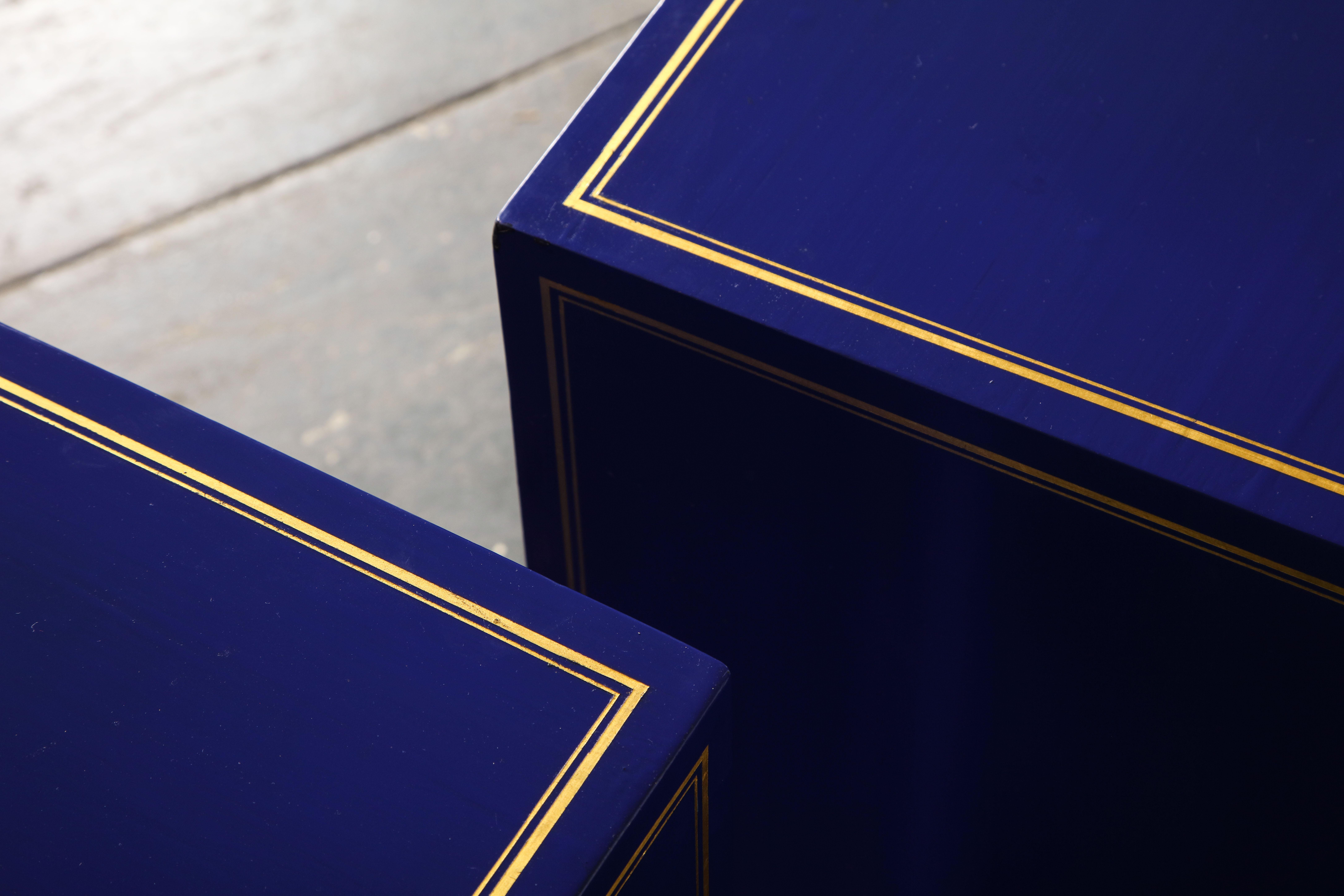 Pair of Ultramarine Blue and Gilt Side Cabinets 11