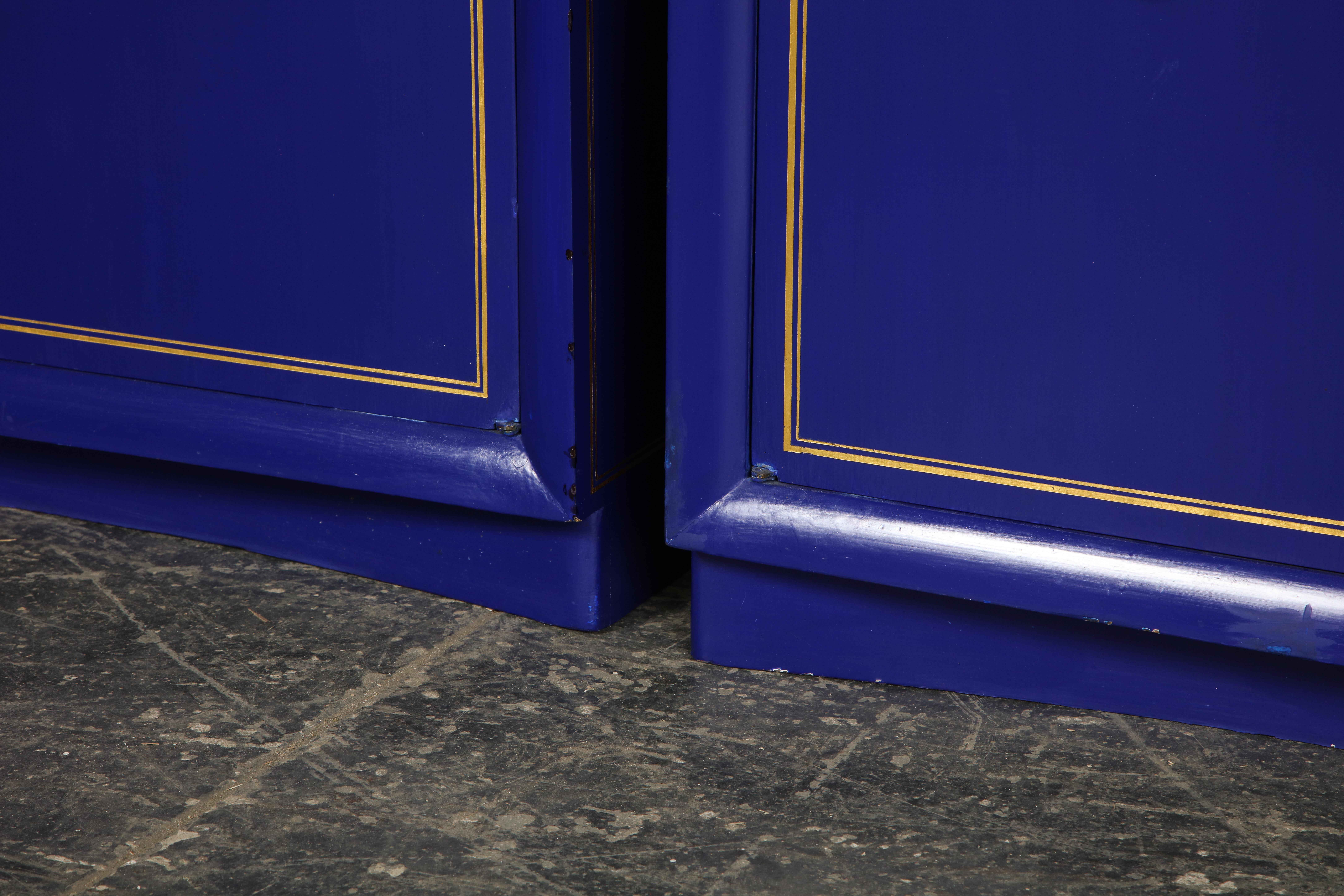 20th Century Pair of Ultramarine Blue and Gilt Side Cabinets