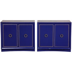 Pair of Ultramarine Blue and Gilt Side Cabinets