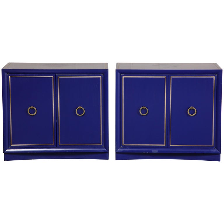 Pair of ultramarine and gilt side cabinets, 20th century, offered by Eerdmans Fine Art