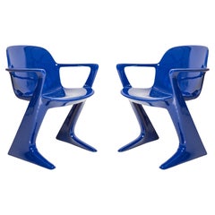 Pair of Ultramarine Blue Kangaroo Chairs Designed by Ernst Moeckl, Germany, 1968