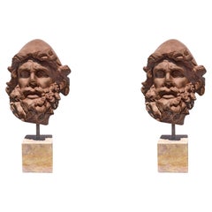 PAIR OF ULYSSES HEADS IN TERRACOTTA - ODYSSEY FROM THE POLYPHEMUS GROUP 20th