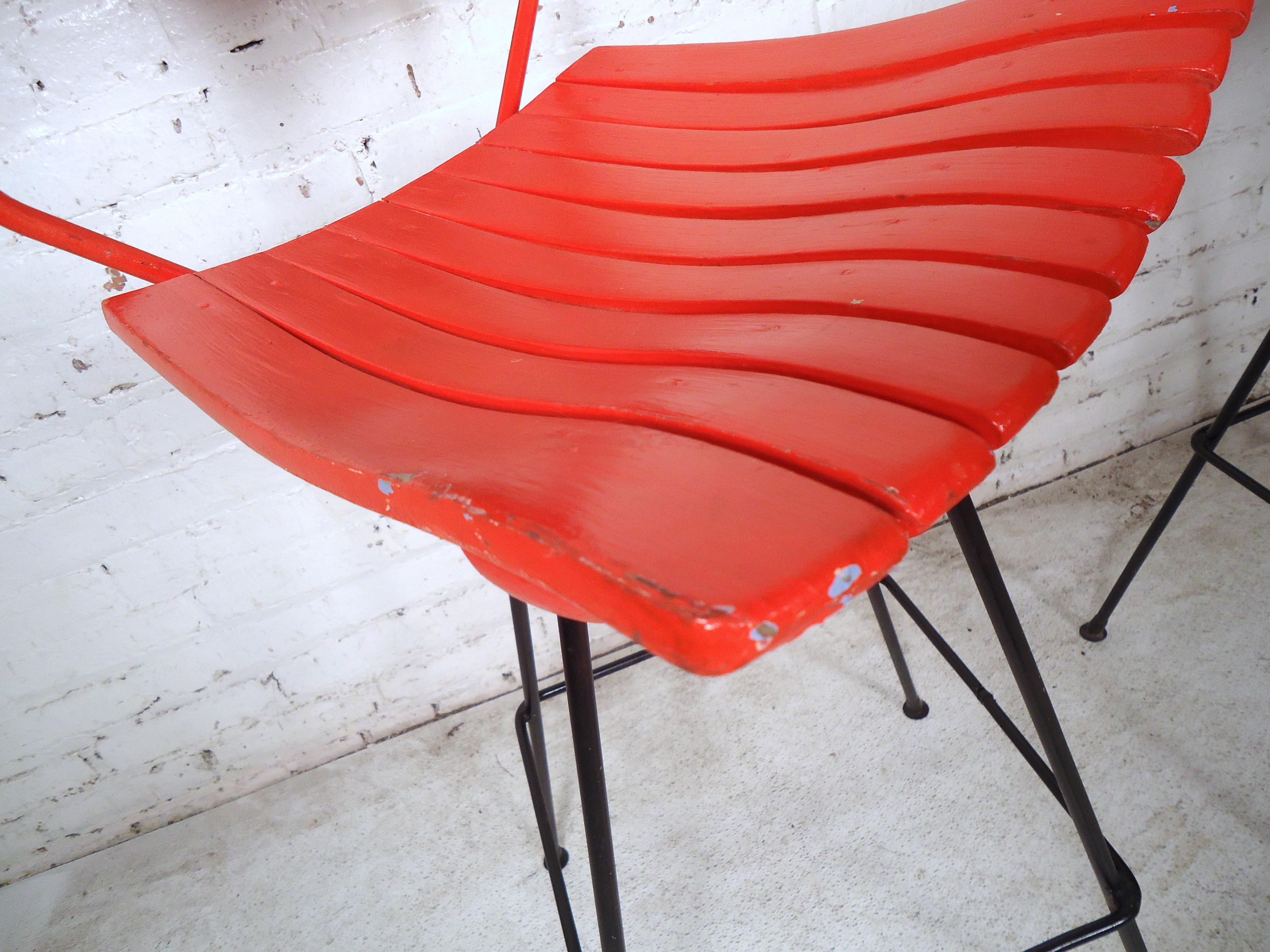 Mid-20th Century Pair of Umanoff Style Red Stools For Sale