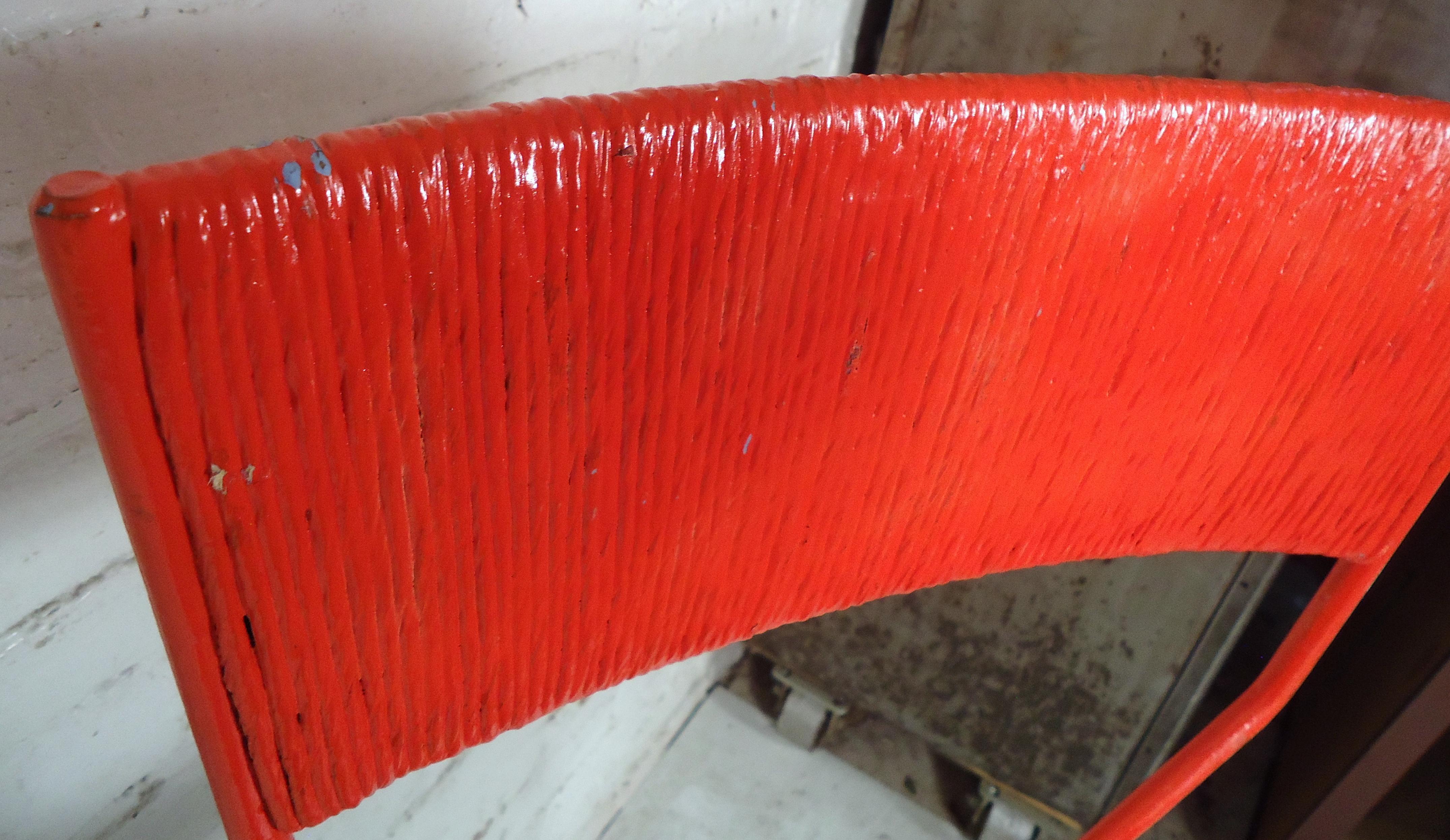 Pair of Umanoff Style Red Stools 1