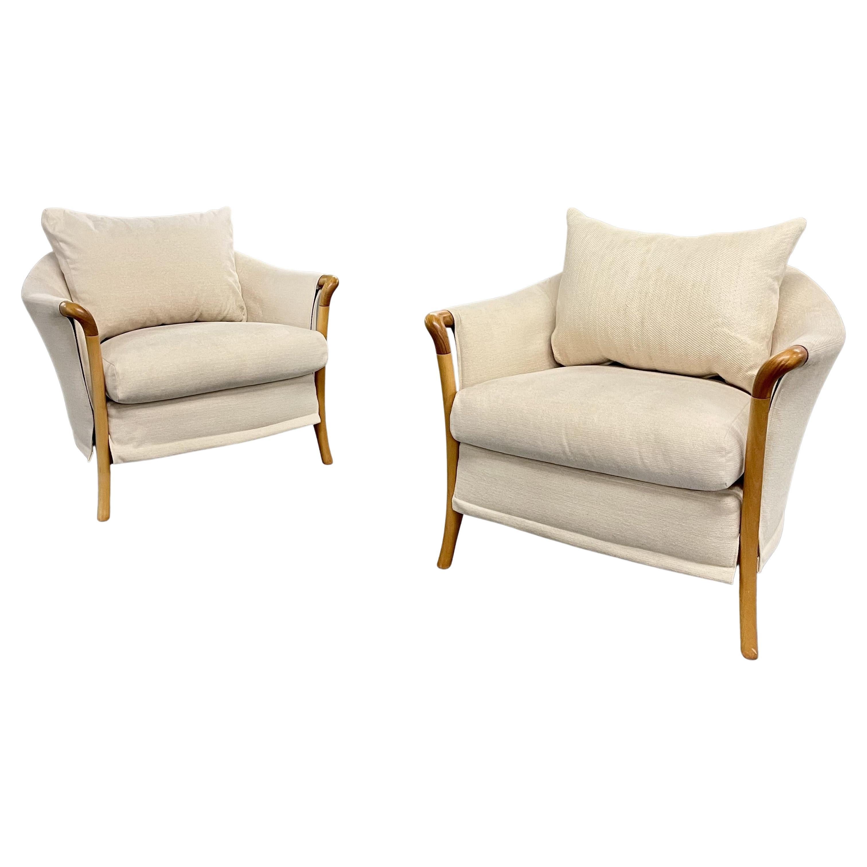 Pair of Umberto Asnago for Giorgetti Lounge Chairs, Arm Chairs, Bergeres, Italy